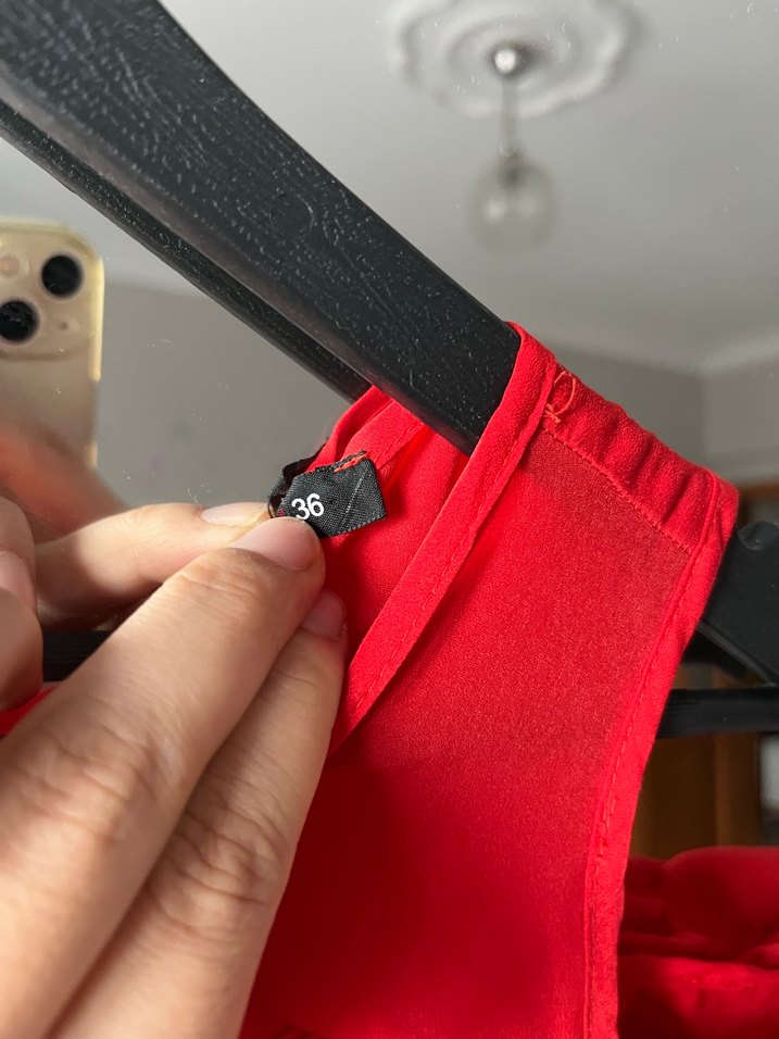 Kırmızı Volanlı Midi Kadın Elbise - Görsel 3