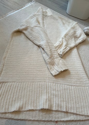 Beyaz Kadın Balıkçı Yaka Örgü Kazak - Görsel 3