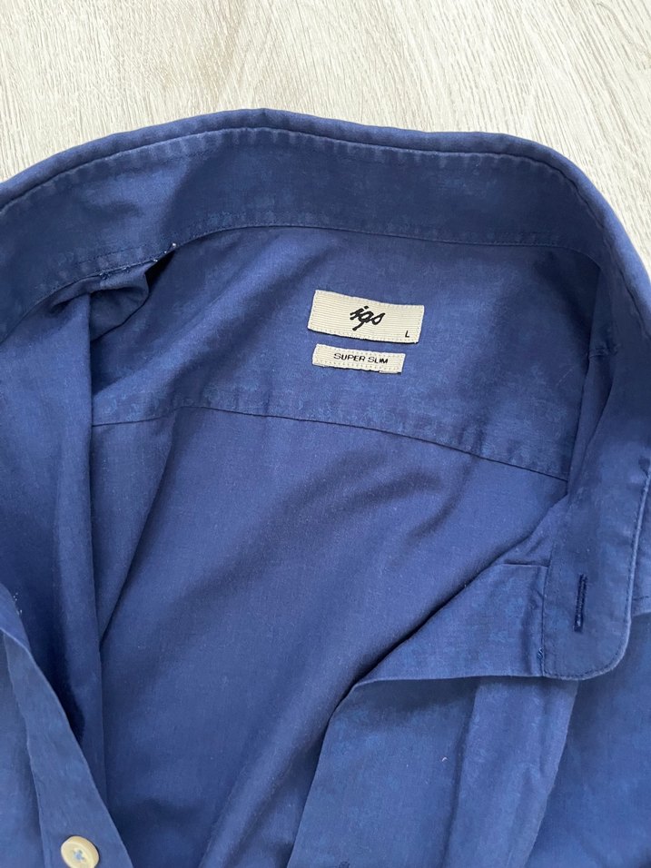 Mavi Uzun Kollu Keten Erkek Gömlek - Görsel 2