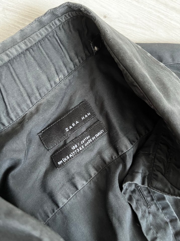 Düğmeli Gri Erkek Keten Gömlek - Görsel 3