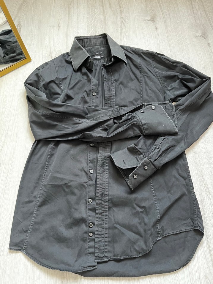 Düğmeli Gri Erkek Keten Gömlek - Görsel 2