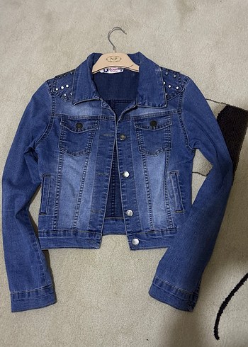 Düğmeli Mavi Kadın Kot Ceket - Görsel 4