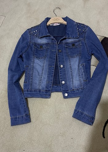 Düğmeli Mavi Kadın Kot Ceket - Görsel 2