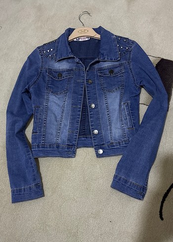 Düğmeli Mavi Kadın Kot Ceket - Görsel 3