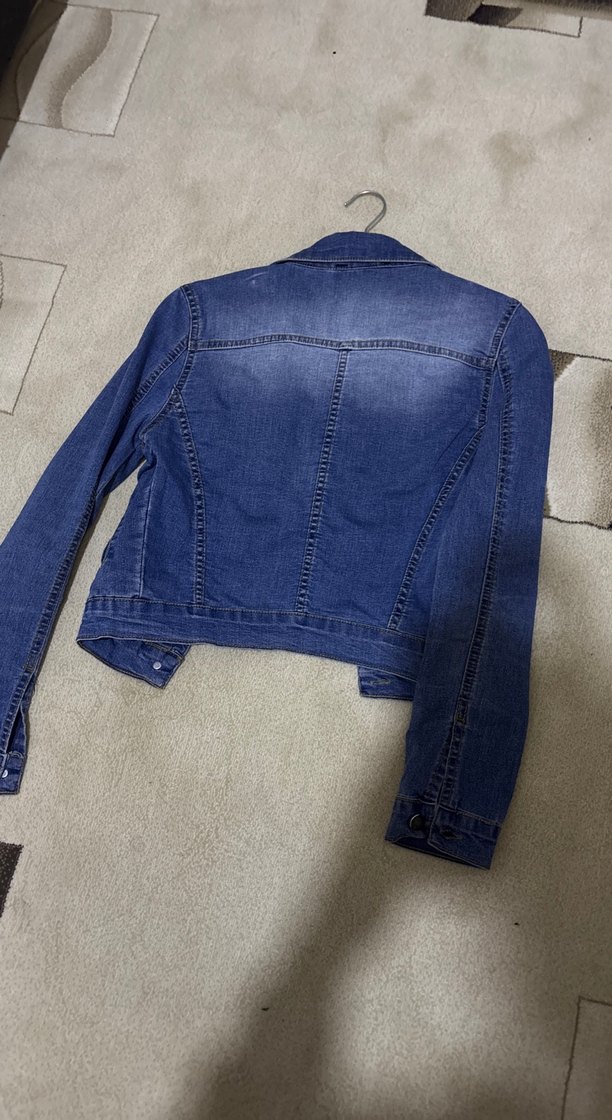 Düğmeli Mavi Kadın Kot Ceket - Görsel 5