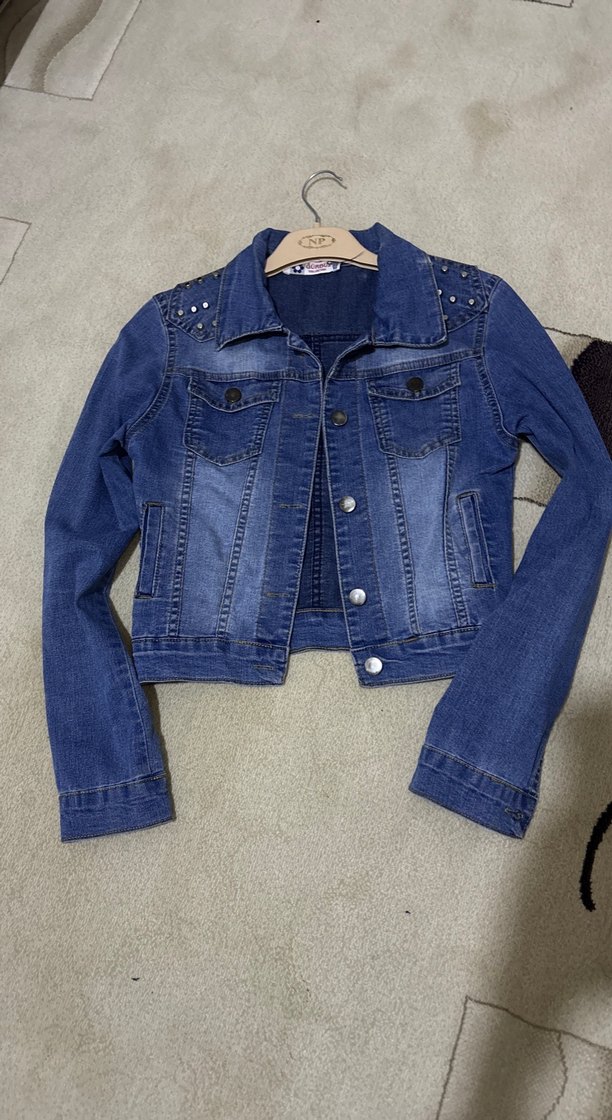 Düğmeli Mavi Kadın Kot Ceket - Görsel 2