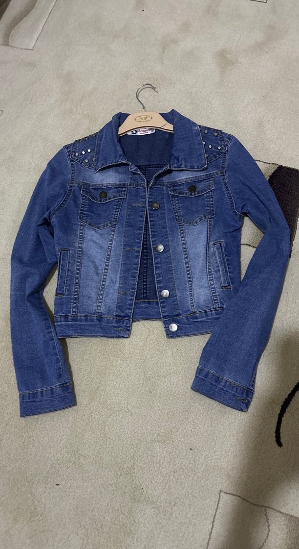 Düğmeli Mavi Kadın Kot Ceket - Görsel 3