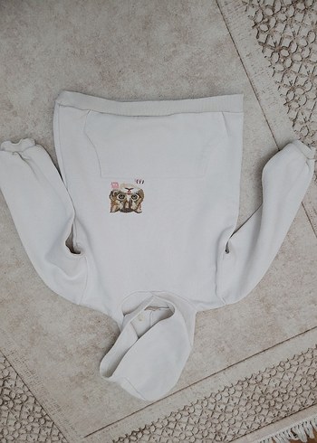 Kız Çocuk Gri Kapüşonlu Nakışlı Sweatshirt - Görsel 8