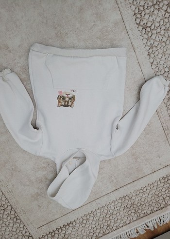 Kız Çocuk Gri Kapüşonlu Nakışlı Sweatshirt - Görsel 9