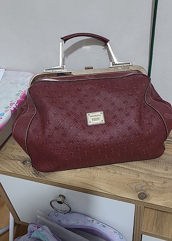 Bordo Deri Kadın Çanta - Modern Klasik - Görsel 9