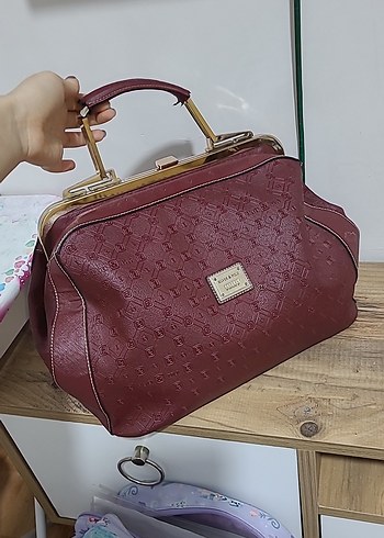 Bordo Deri Kadın Çanta - Modern Klasik - Görsel 8