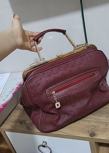 Bordo Deri Kadın Çanta - Modern Klasik - Görsel 3