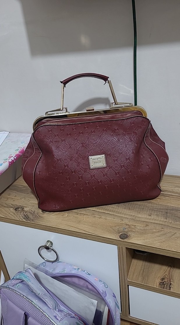 Bordo Deri Kadın Çanta - Modern Klasik - Görsel 5