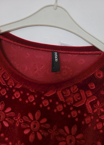 Uzun Kollu Kırmızı Desenli Bohem Bluz - Görsel 6