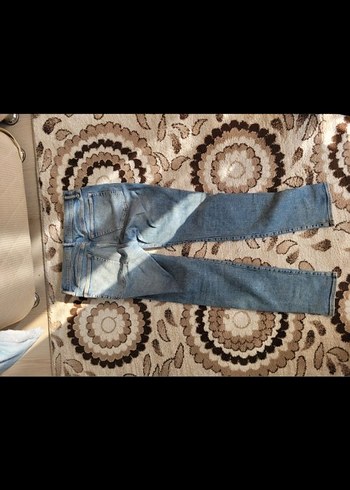 Düğmeli Gri Mavi Bağlama Desenli Kadın Jean - Görsel 6