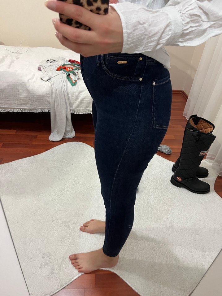 Kadın Lacivert mavi serenay gold Kot Pantolon jean - Görsel 4