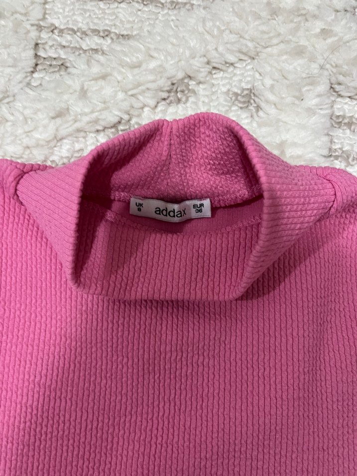 Pembe Balıkçı Yaka Kadın Kazak crop - Görsel 2