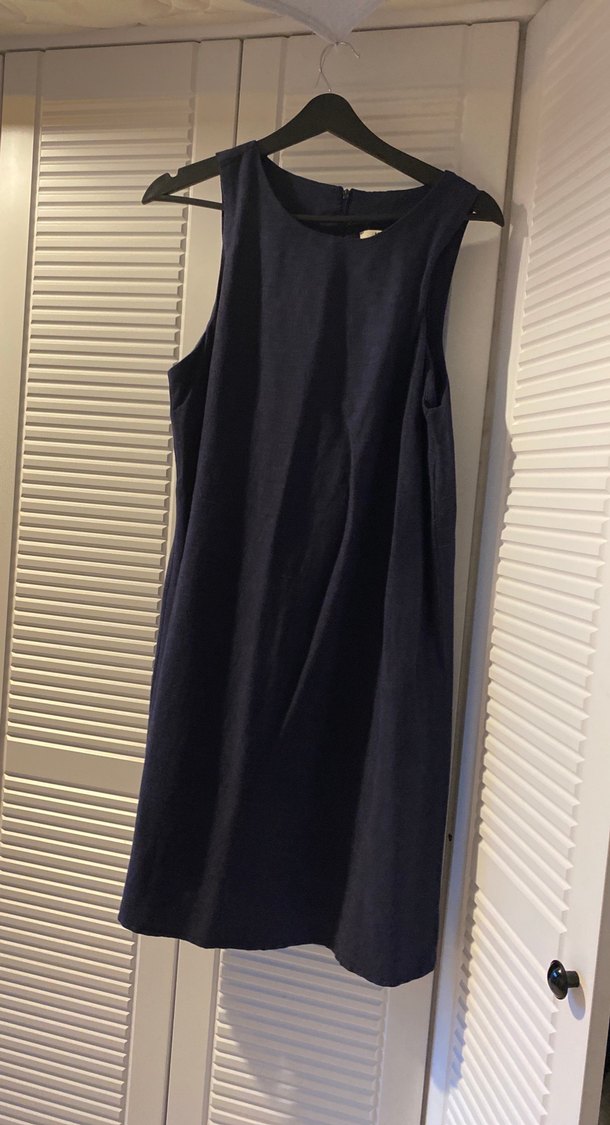 Lacivert Keten Hamile Midi Elbise - Görsel 3