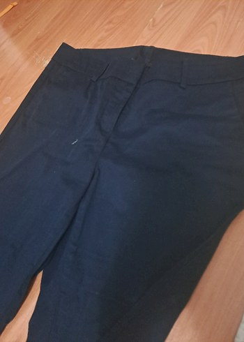 Düğmeli Lacivert Kadın Denim Kumaş Pantolon