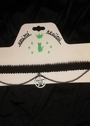 Pentagram Choker Tasma Kolye 