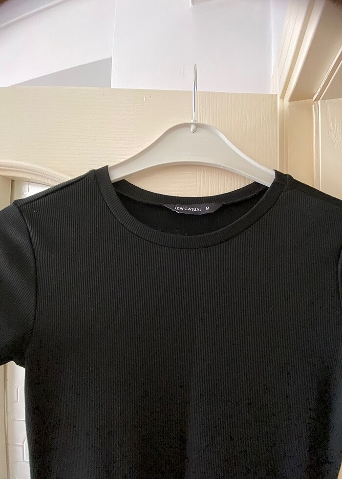 Midi boy triko kısa kollu elbise - Görsel 2