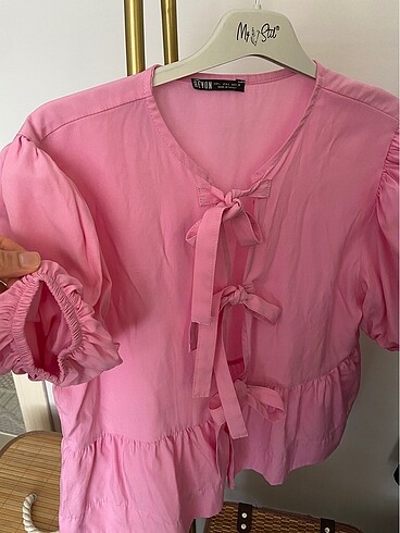 Fiyonk bağlamalı bluz - Görsel 5