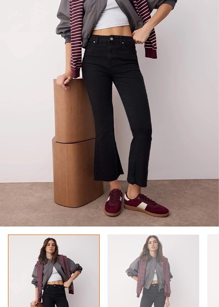 Kadın flare kesik paça jean - Görsel 2