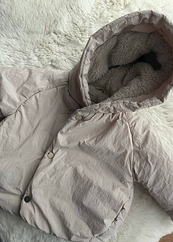 Kürk detaylı pembe kız bebek mont - Görsel 4