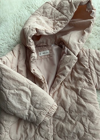 Pudra kapitone kız bebek mont - Görsel 3