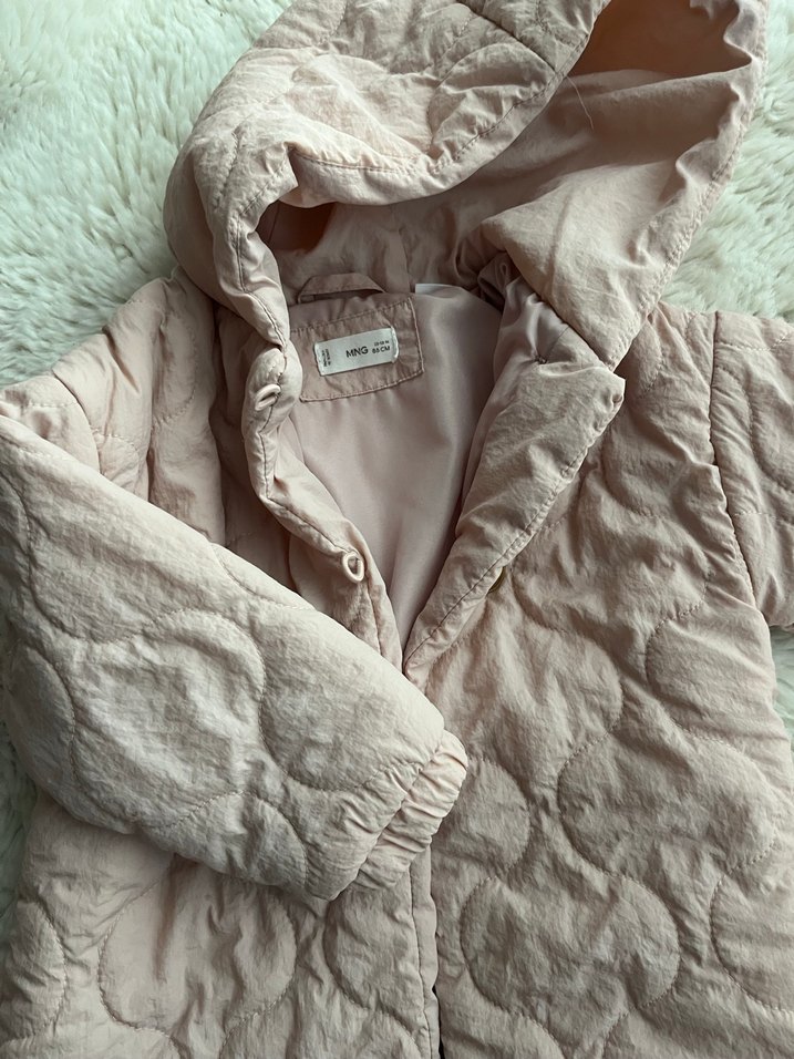 Pudra kapitone kız bebek mont - Görsel 2