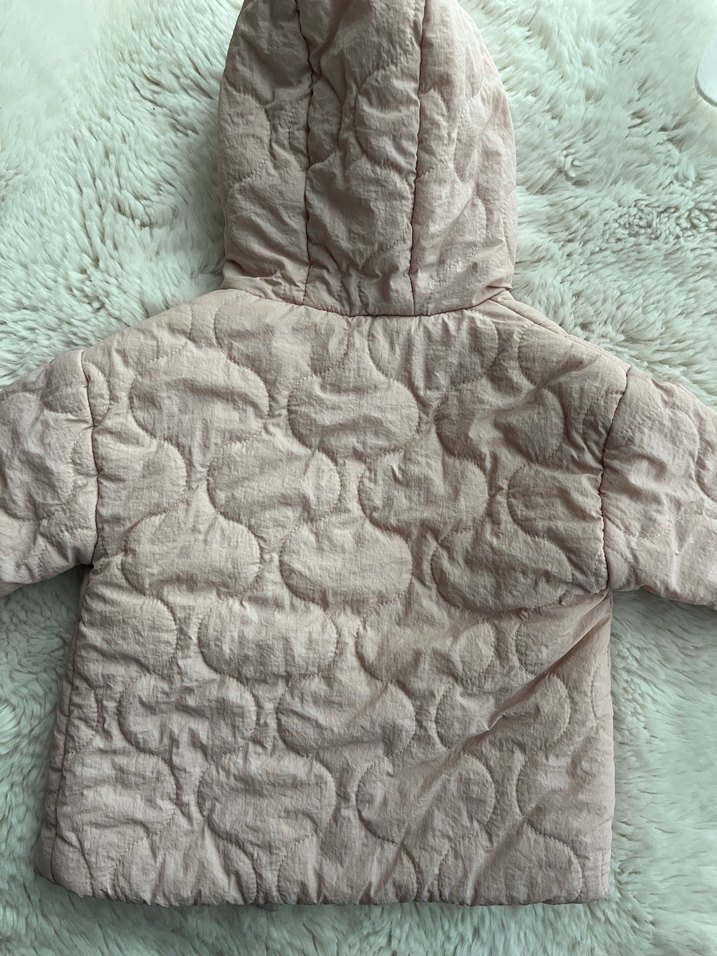 Pudra kapitone kız bebek mont - Görsel 4