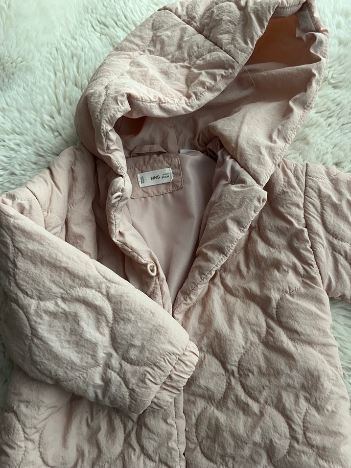 Pudra kapitone kız bebek mont - Görsel 3