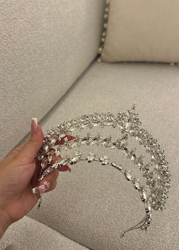  Beden Parlak Beyaz Payetli Gelin Tacı