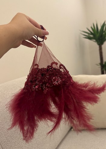 Bordo Püsküllü Bohem Düğün Aksesuarı