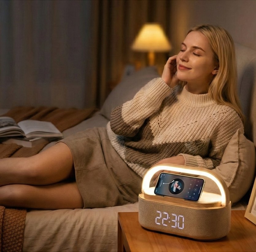 SIFIR Kutusunda Kablosuz Şarjlı BT Hoparlör + Saat  Gece Lambası - Görsel 2