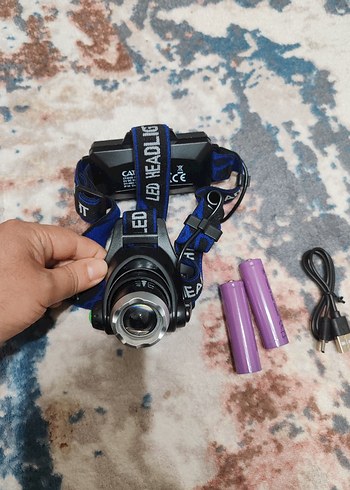 Çok Güçlü Şarjlı LED Kafa Feneri Zoom ve Arka İkaz Işıklı Set - Görsel 9