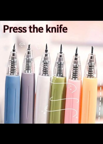 Mekanizmalı Mini Kalem Bıçak - Güvenli Hobi & Kargo Kesicisi - Görsel 6