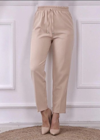 Bej Kadın Rahat Kesim Kumaş Pantolon - Görsel 2