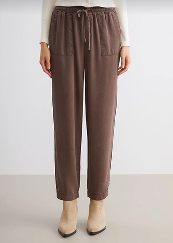 italyan keten kadın havuç pantolon - Görsel 2