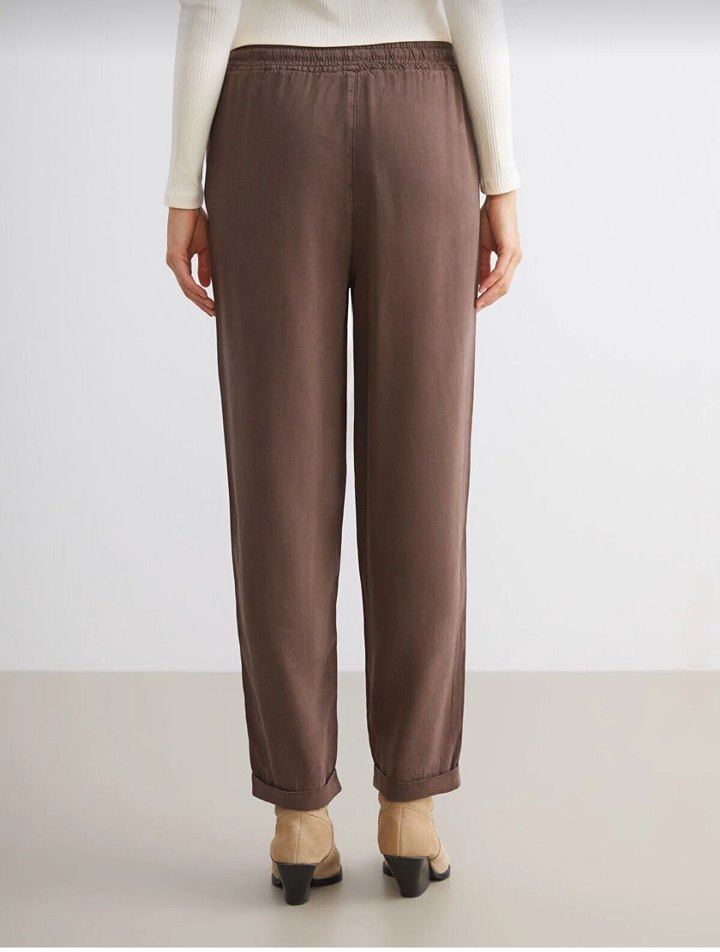 italyan keten kadın havuç pantolon - Görsel 3