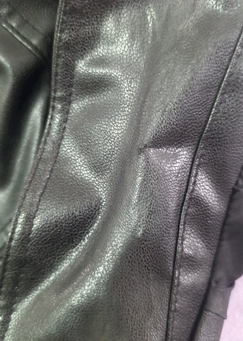 Siyah Deri Biker Ceket - Görsel 4