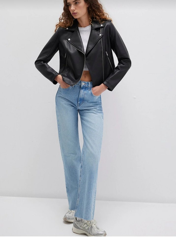 Siyah Deri Biker Ceket - Görsel 2