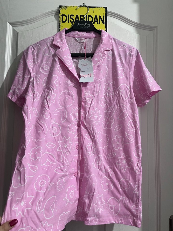 Penti Pudra Pembe Pamuklu kısa  Kollu Pijama Takımı - Görsel 4