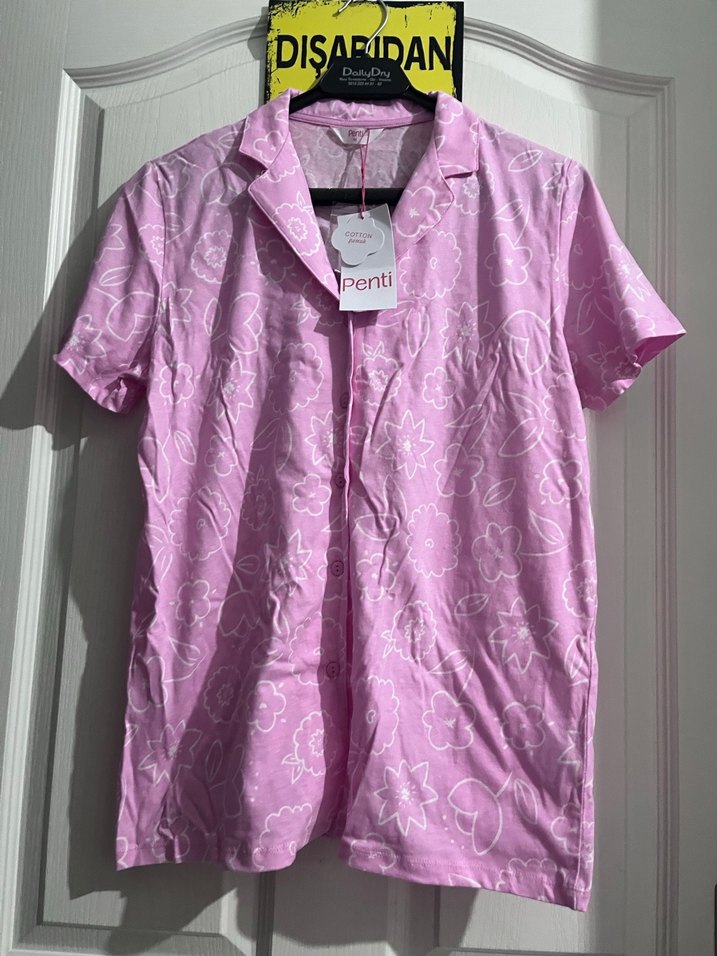 Penti Pudra Pembe Pamuklu kısa  Kollu Pijama Takımı - Görsel 5