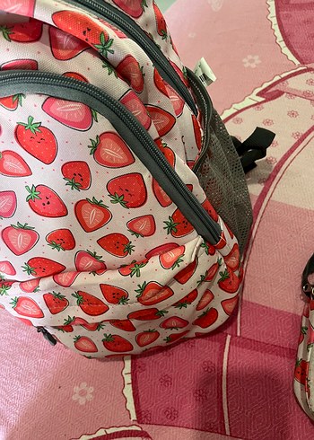 Çilek Desenli Pembe Çocuk Sırt Çantası Seti - Görsel 6