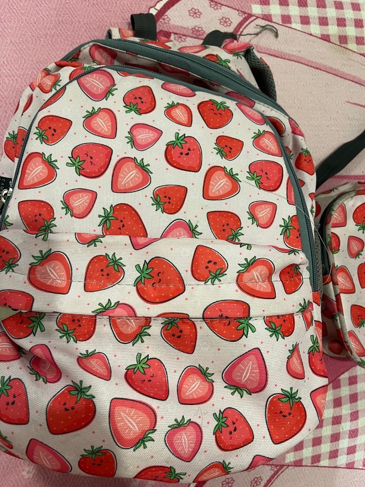 Çilek Desenli Pembe Çocuk Sırt Çantası Seti - Görsel 4