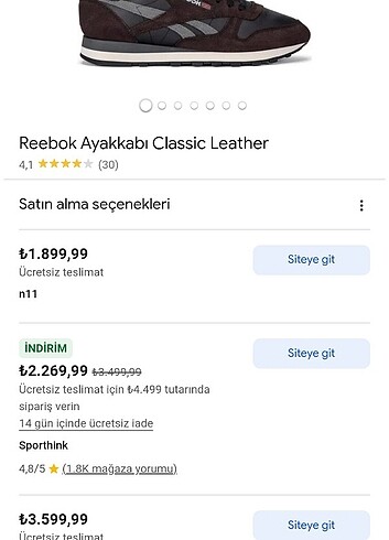 Reebook spor ayakkabi