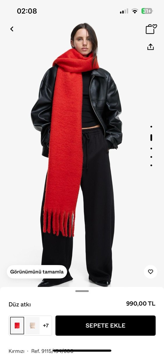 Püsküllü Kırmızı Kadın Şal - Görsel 3