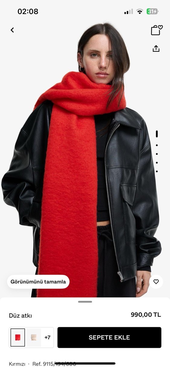 Püsküllü Kırmızı Kadın Şal - Görsel 4