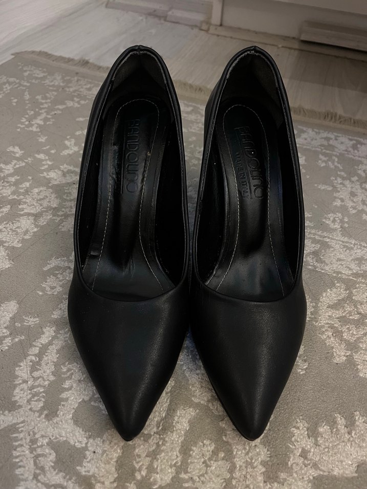 Siyah Deri Stiletto - Görsel 2